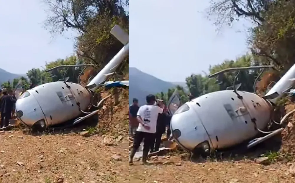 काठमाडौंबाट शव बोकेर खोटाङ पुगेको हेलिकप्टर दुर्घटना