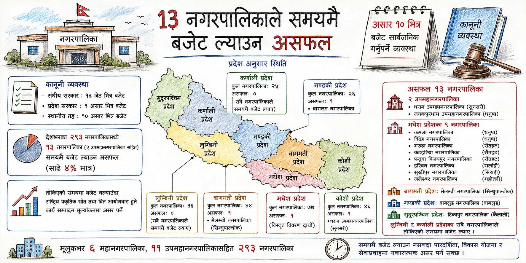 दुई उपमहानगरससहित १३ नगरपालिकाले समयमै ल्याएनन् बजेट, मधेशमा धेरै बाँकी